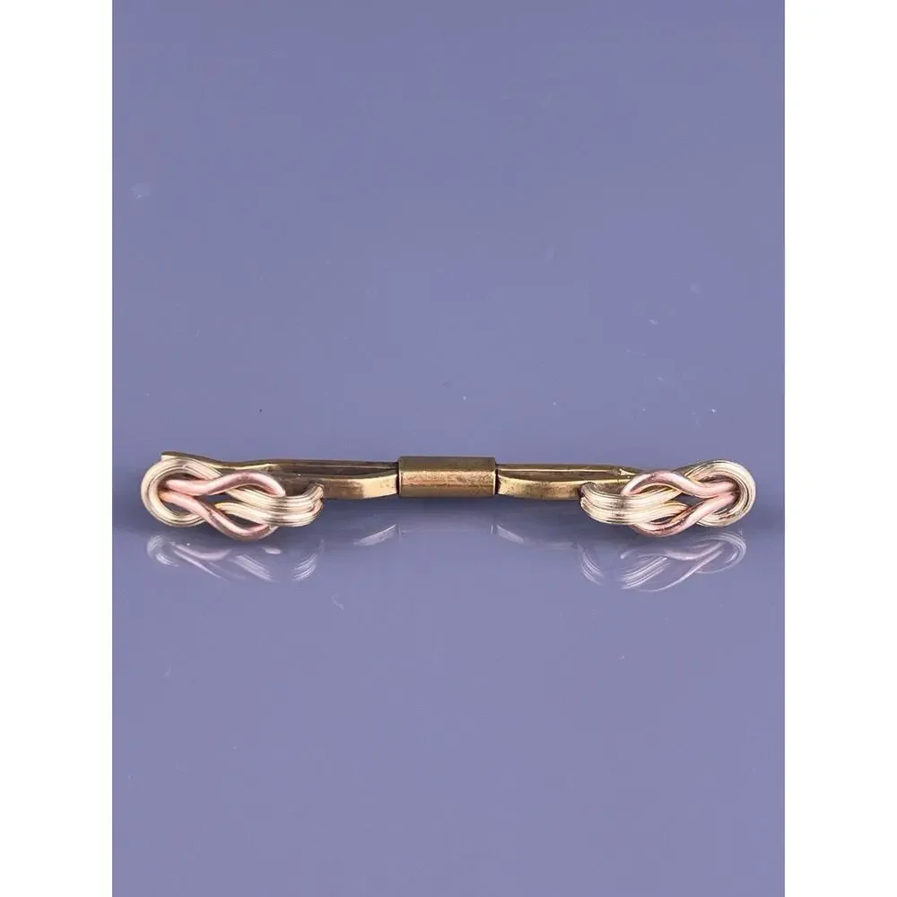 Double Square Knot 1/20 Gold Filled Tie Collar Bar Two Tone Simple Vintage